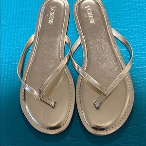 J. Crew Metallic Gold Flip Flop Sandals